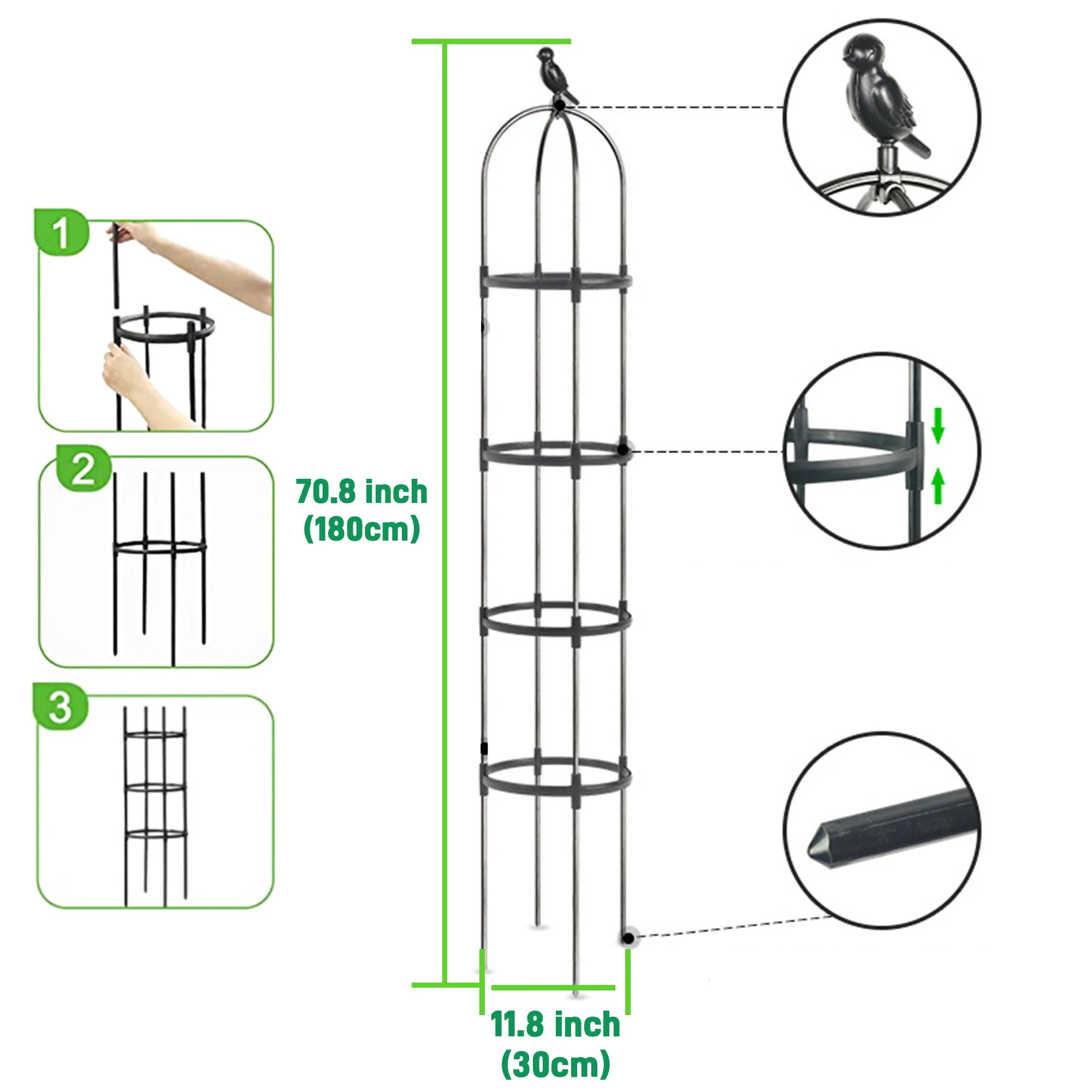 6ft Garden Obelisk Trellis for Climbing Plants-