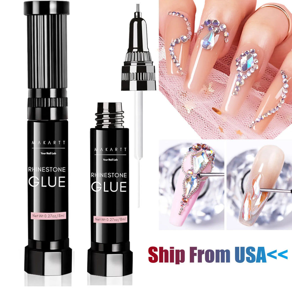 Makartt Nail Rhinestone Glue Gel,with Brush Pen Tip Super Strong Adhesive