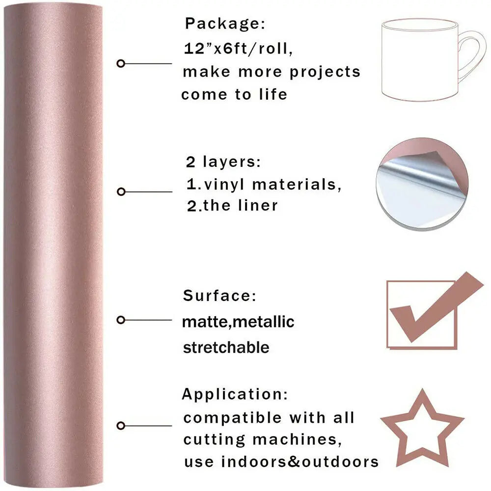Matte Metallic Adhesive Vinyl Roll Craft Vinyl