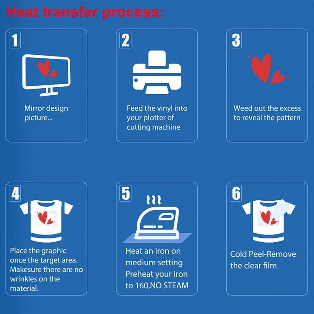 5 Sheets 20x25cm Bundle Heat Transfer Vinyl Film Iron on for cut Cameo