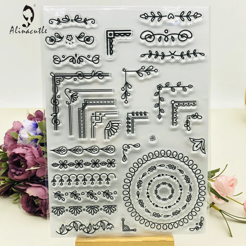 Leaf Flower Border Corner Rubber Roller Transparent Silicon Stamp