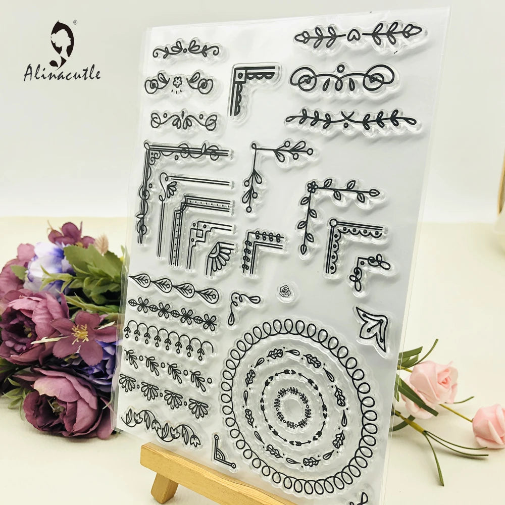 Leaf Flower Border Corner Rubber Roller Transparent Silicon Stamp