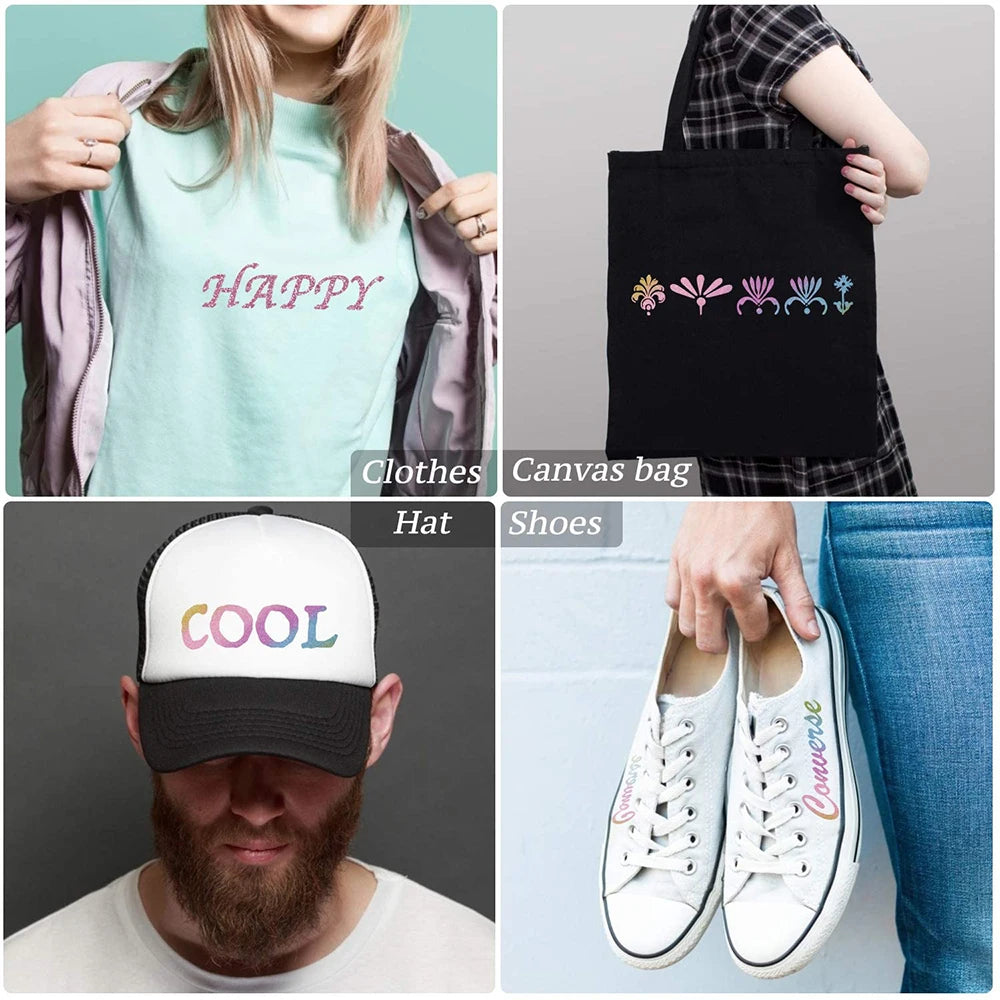 Heat Transfer Vinyl HTV Craft Rainbow Glitter Iron-on