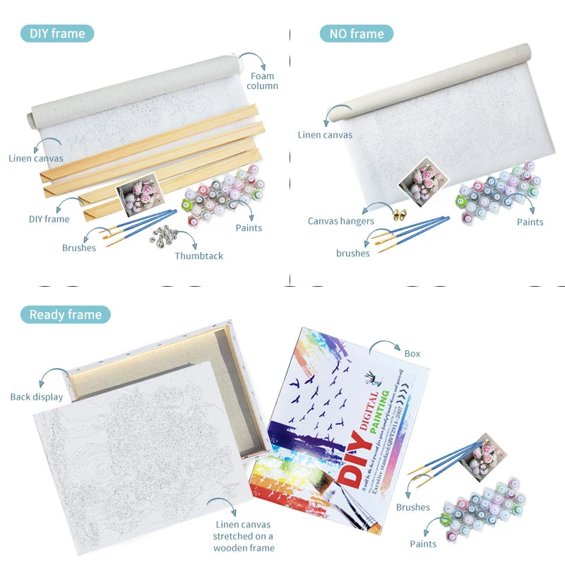 GATYZTORY Oil Painting By Numbers For Adults Horse Cat Animal Paint By Number Modern Home Decoration Artcraft Framed