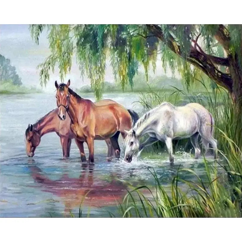 GATYZTORY Oil Painting By Numbers For Adults Horse Cat Animal Paint By Number Modern Home Decoration Artcraft Framed