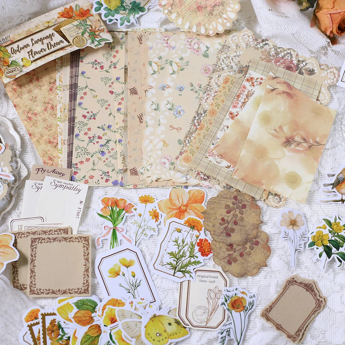 Vintage Scrapbooking Paper Collage Self-Adhesive Stickers