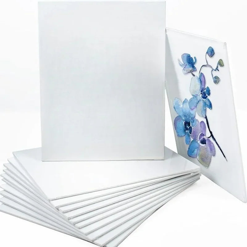 6pcs Canvas Board For Painting Cotton Blank Primed White  3mm