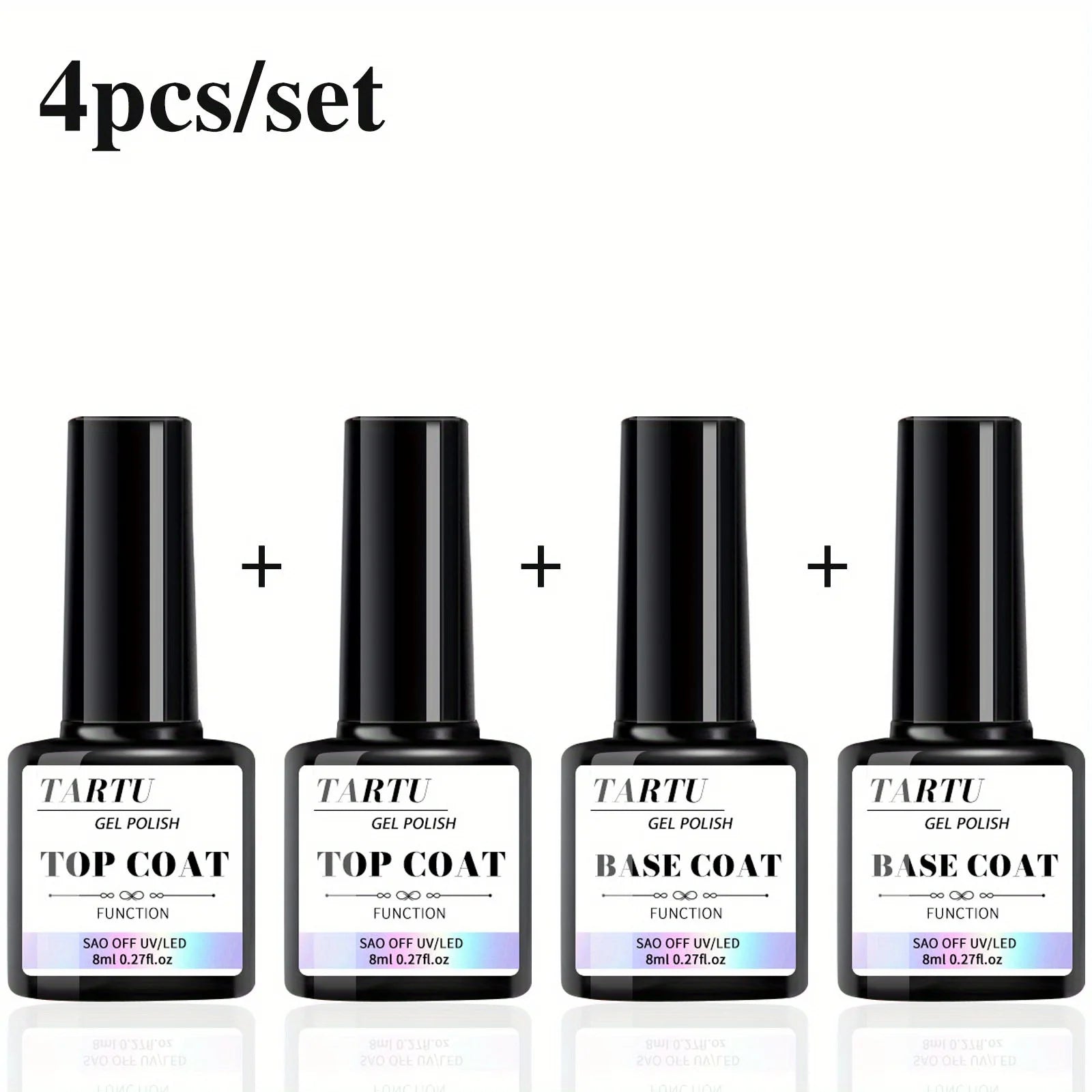 Functional Gel Nail Art Set with Base Coat and Diamond Top Coat,
