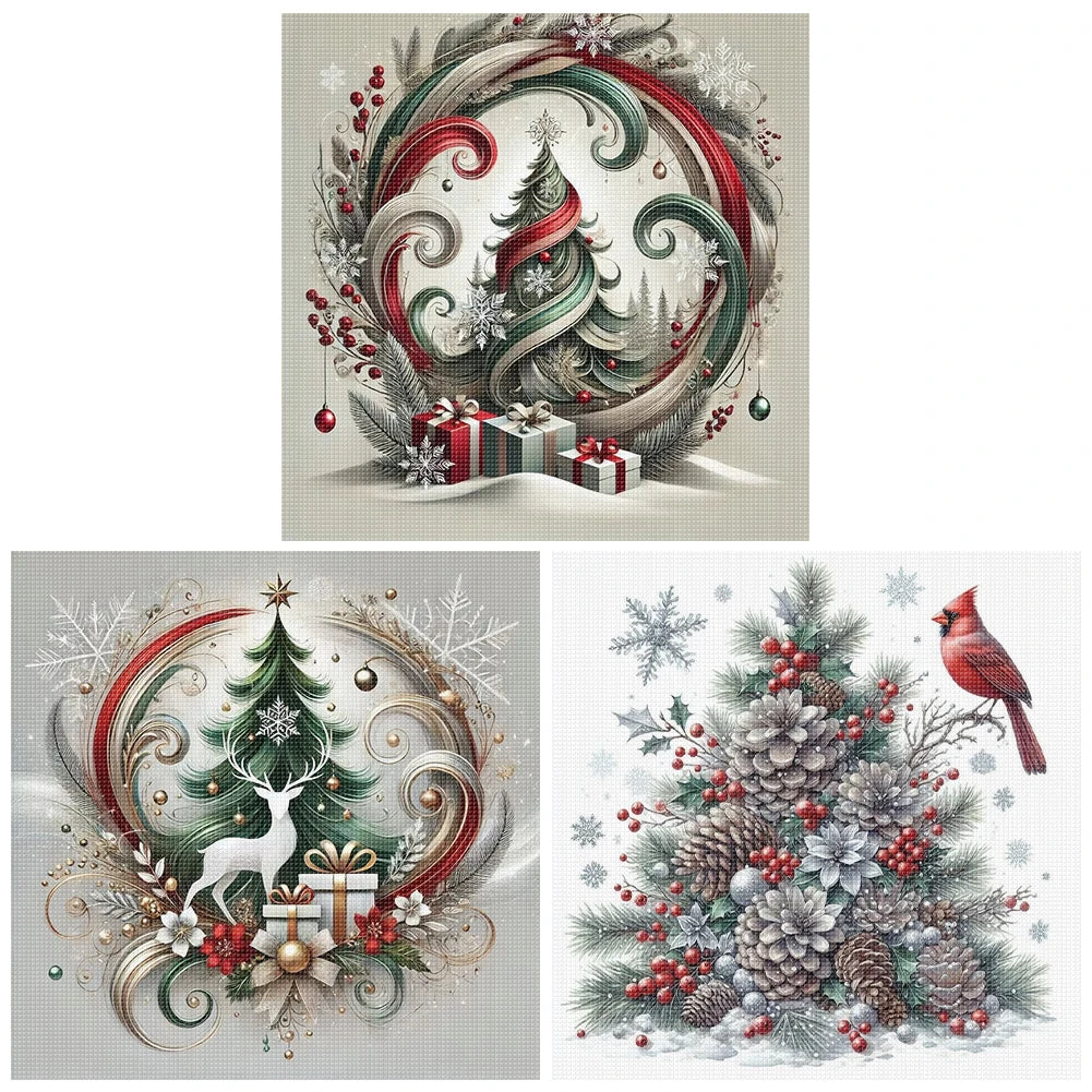 Xmas Printed Cross Stitch Kit DIY 11CT Embroidery Craft Set Home Decor Art