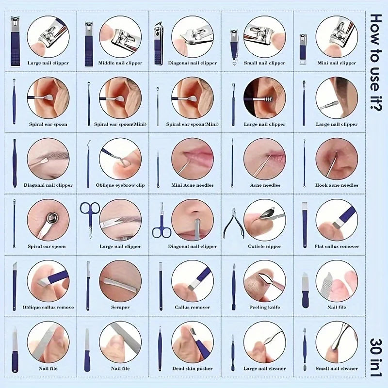 30 in 1 New Manicure Cutters 30 Pcs Nail Clipper Set