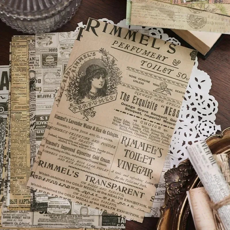Retro Classical Letters Maps Roses Literary  Decorative Decoupage Paper Collage