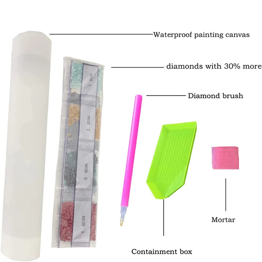DIY diamond painting set, heart-shaped scene