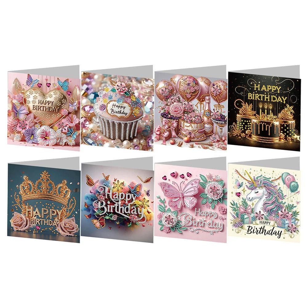 4/6/8/12PCS New 2024 Diamond Painting Greeting Cards