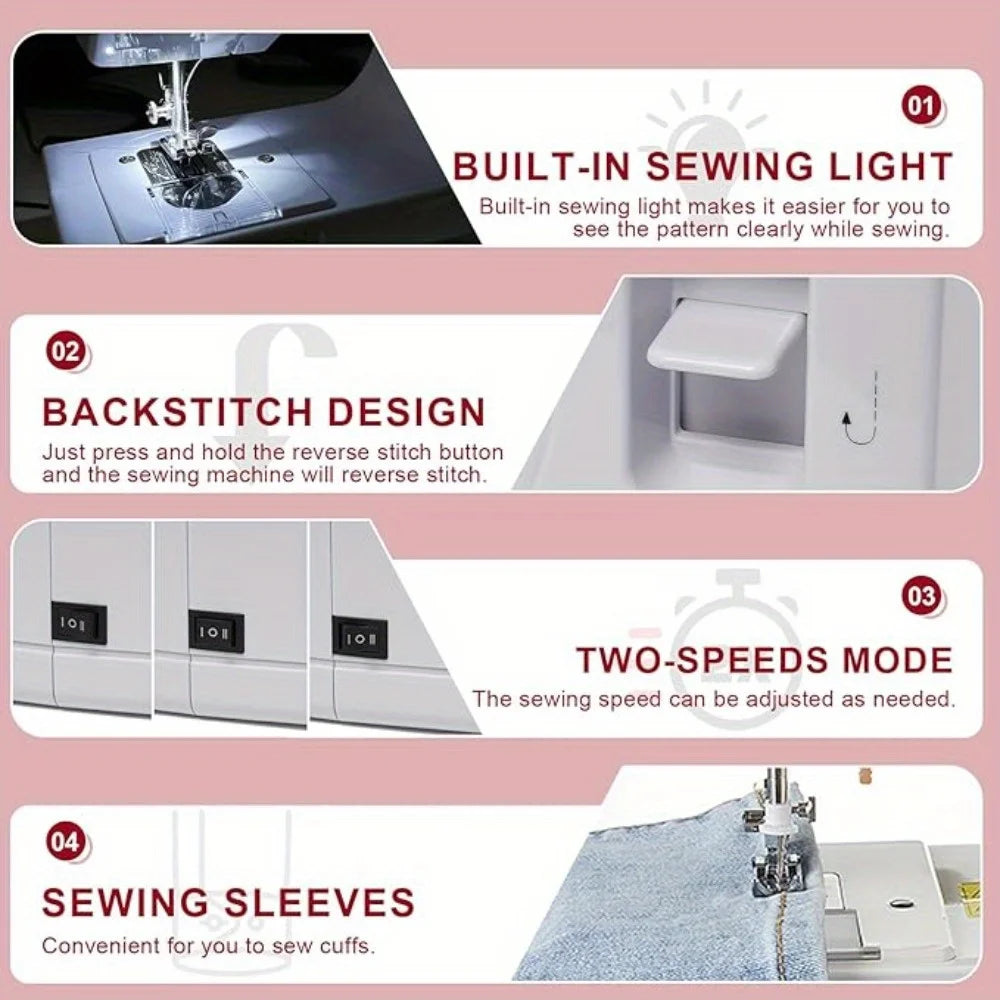 Mini Electric Sewing Machine with Foot Pedal and 42-Piece Sewing Kit