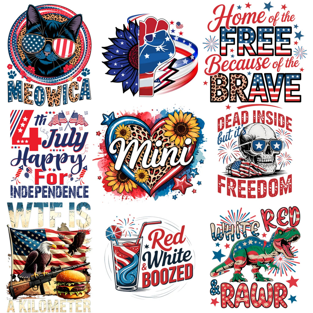 Independence Day Themed Iron-On Heat Transfer Decals