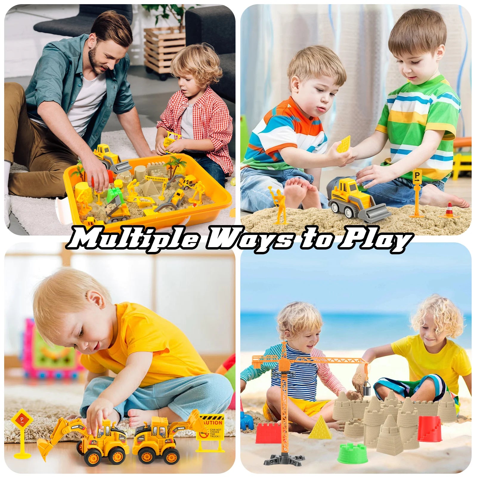 Play Sand Art Kit with 7 Construction Truck,