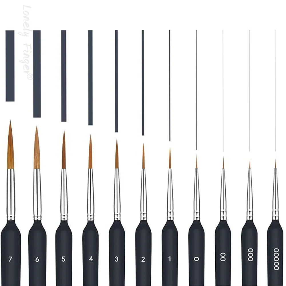 11Pcs Black Detail Paint Brushes, Fine Tip Pain Brush