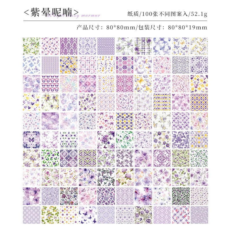 6 Styles, Each with 100 Sheets, Retro Style Plant and Flower Material Paper DIY Hand Account Decoration Base Paper