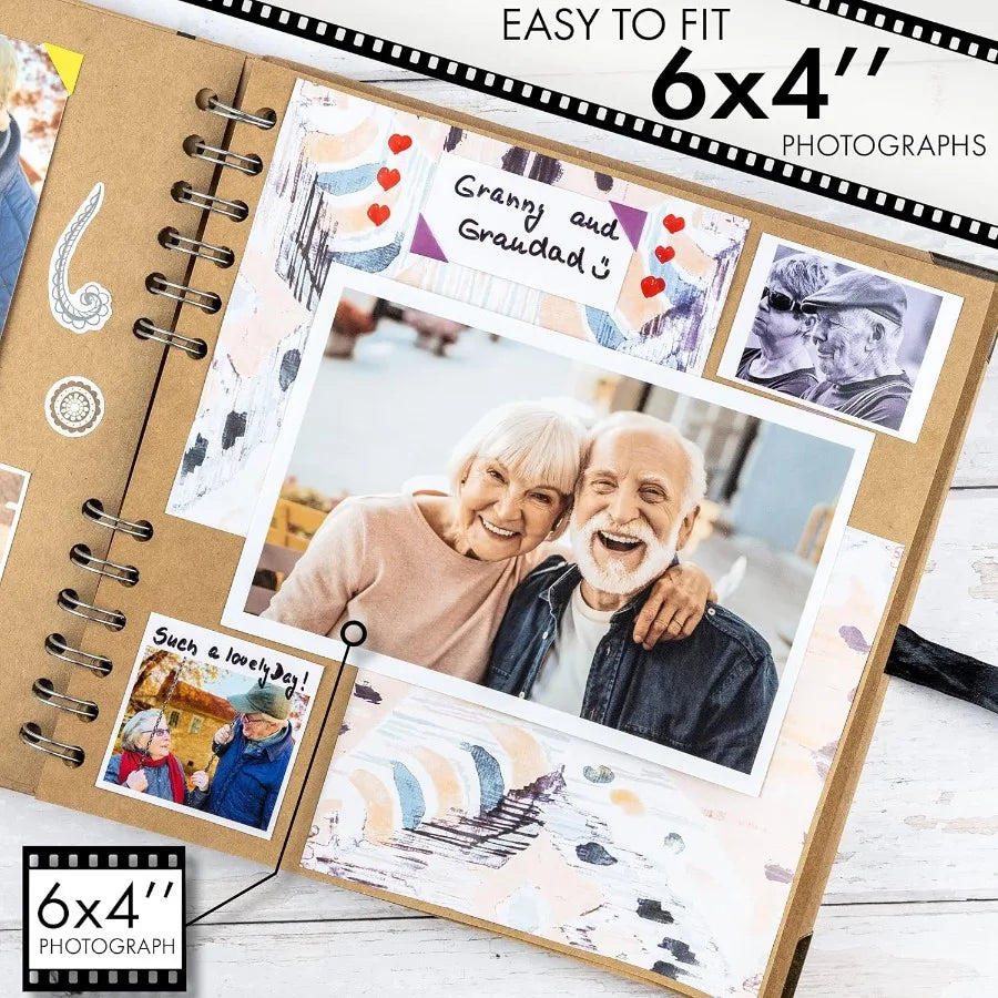 Bstorify Scrapbook Album 60 Pages 8 x 8 Inch Brown Thick 200gsm Kraft Paper Photo Album Scrapbook Memory Book - Ideal for Your