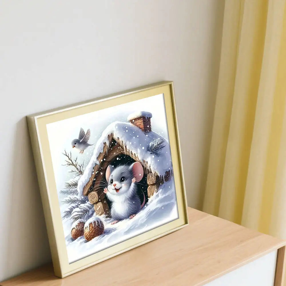 Printed Fabric 11CT Cross Stitch Cute Mouse