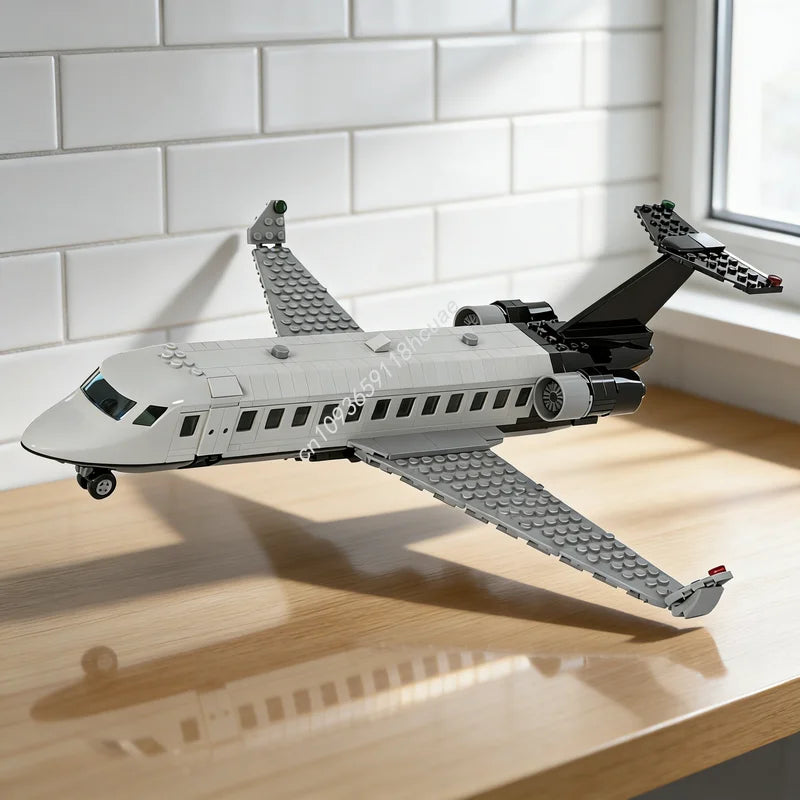 447pcs MOC City Airport Private Jet Model Building Blocks Architecture Toys