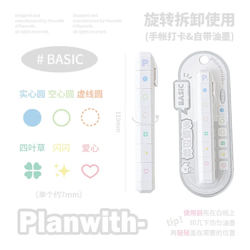 Stamp Set Pen Shape Detachable Ink Stamps