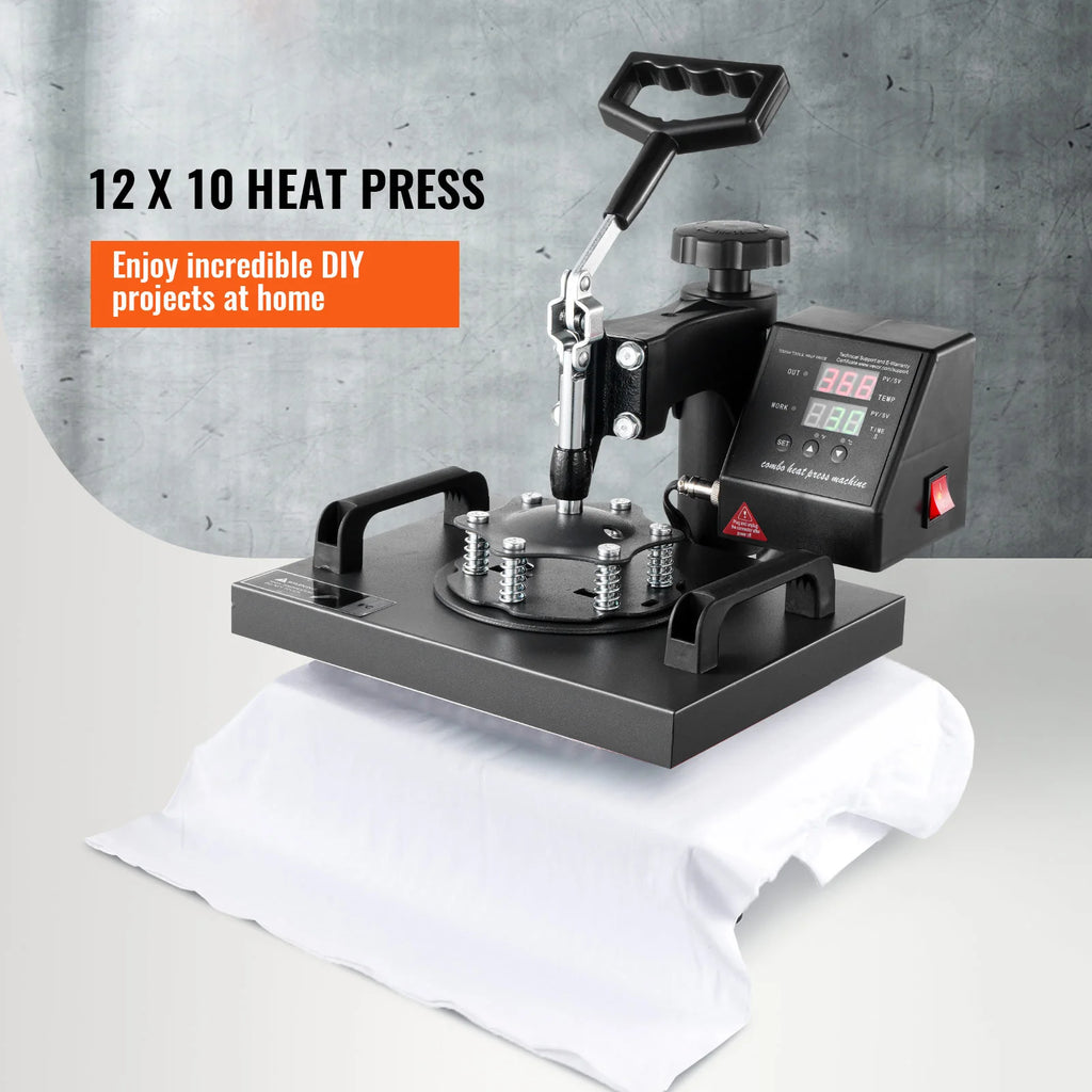 SucceBuy 12x10 In Dual Digital Heat Press Machine 650W Swing Away 360 Degree Rotation Transfer Sublimation Printing for T-Shirt