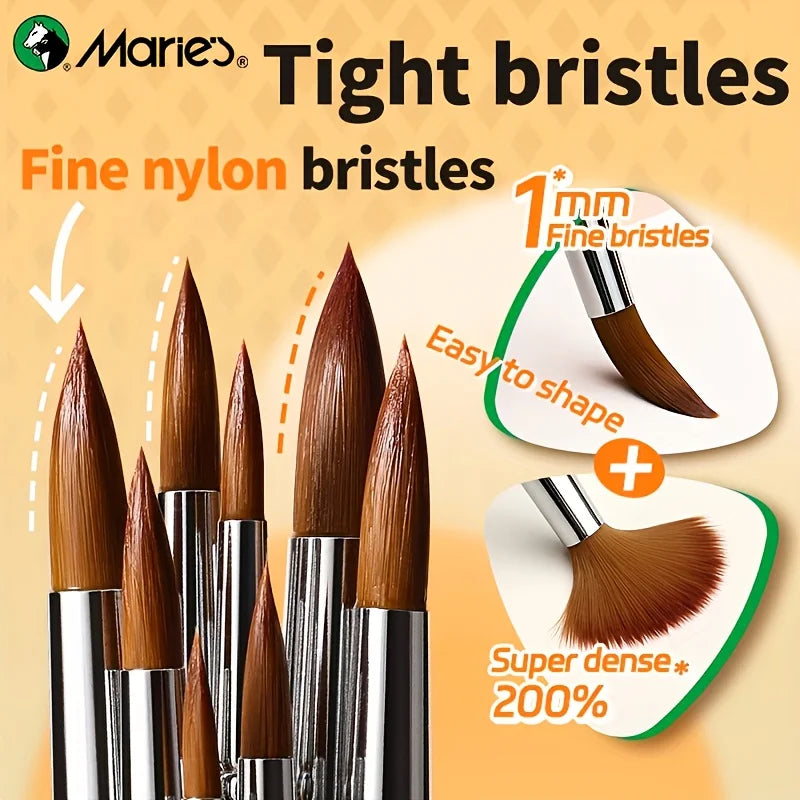 8pcs Round Tips Paint Brushes Set for Watercolor Painting