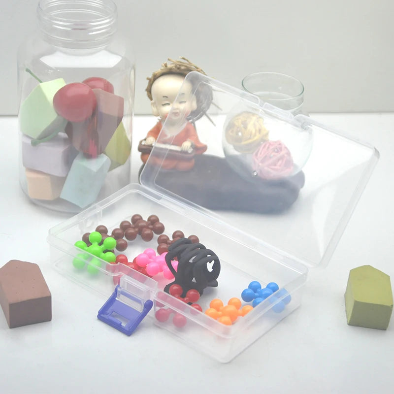 5 transparent plastic storage boxes