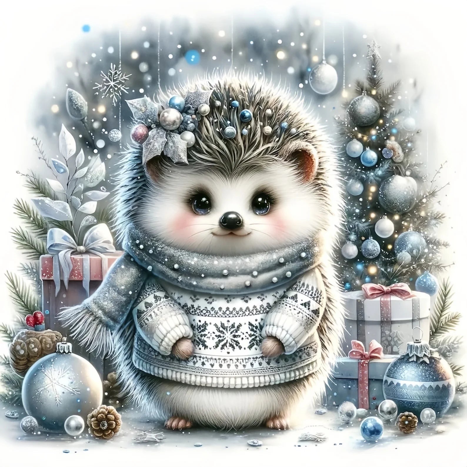 Huacan DIY Embroidery Santa Claus Complete Kit 5D Cross Stitch Landscape Snowman Winter Unique Christmas Gift Modern Home Decor