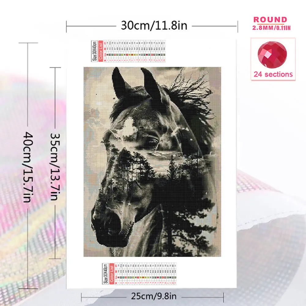 Diamond Mosaic Horse Animal  Rhinestones Diamond Painting Tree