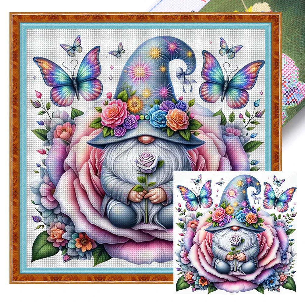 Full Embroidery cotton Thread 11CT Printed Gnome Cross Stitch Kit