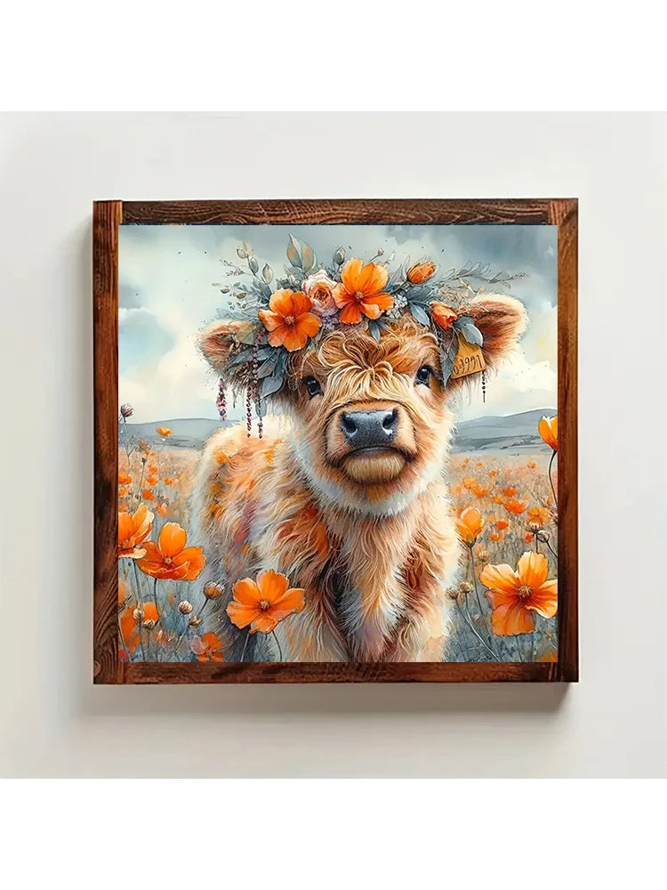 Cute highland cow special pattern diamond painting kit, multiple sizes to choose from
