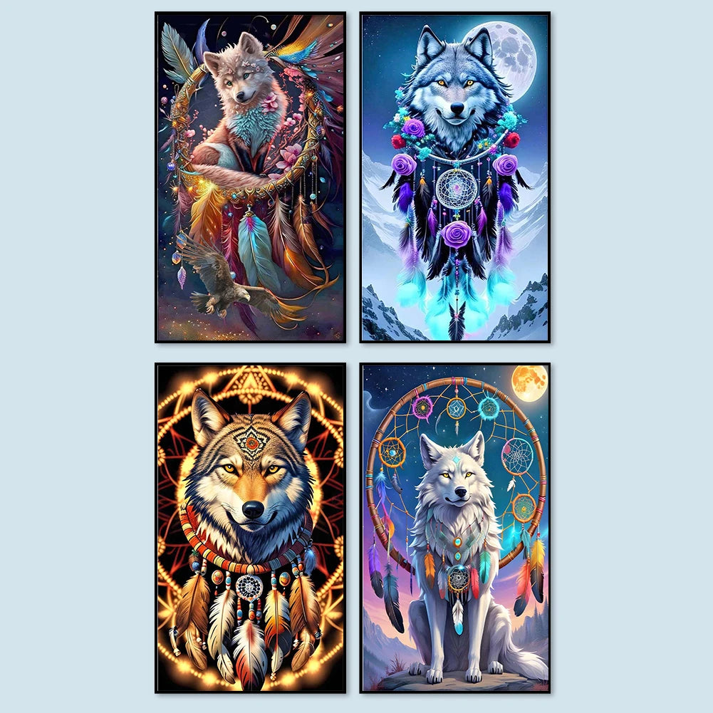 5D DIY Full Round Drill Diamond Painting Wolf Kit