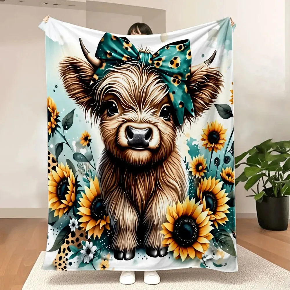 Whimsical Highland Calf Blanket -