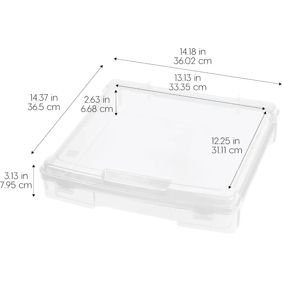 12 x 12 Paper 6-Pack Thick Portable Plastic Scrapbook Paper Storage Cases with handles