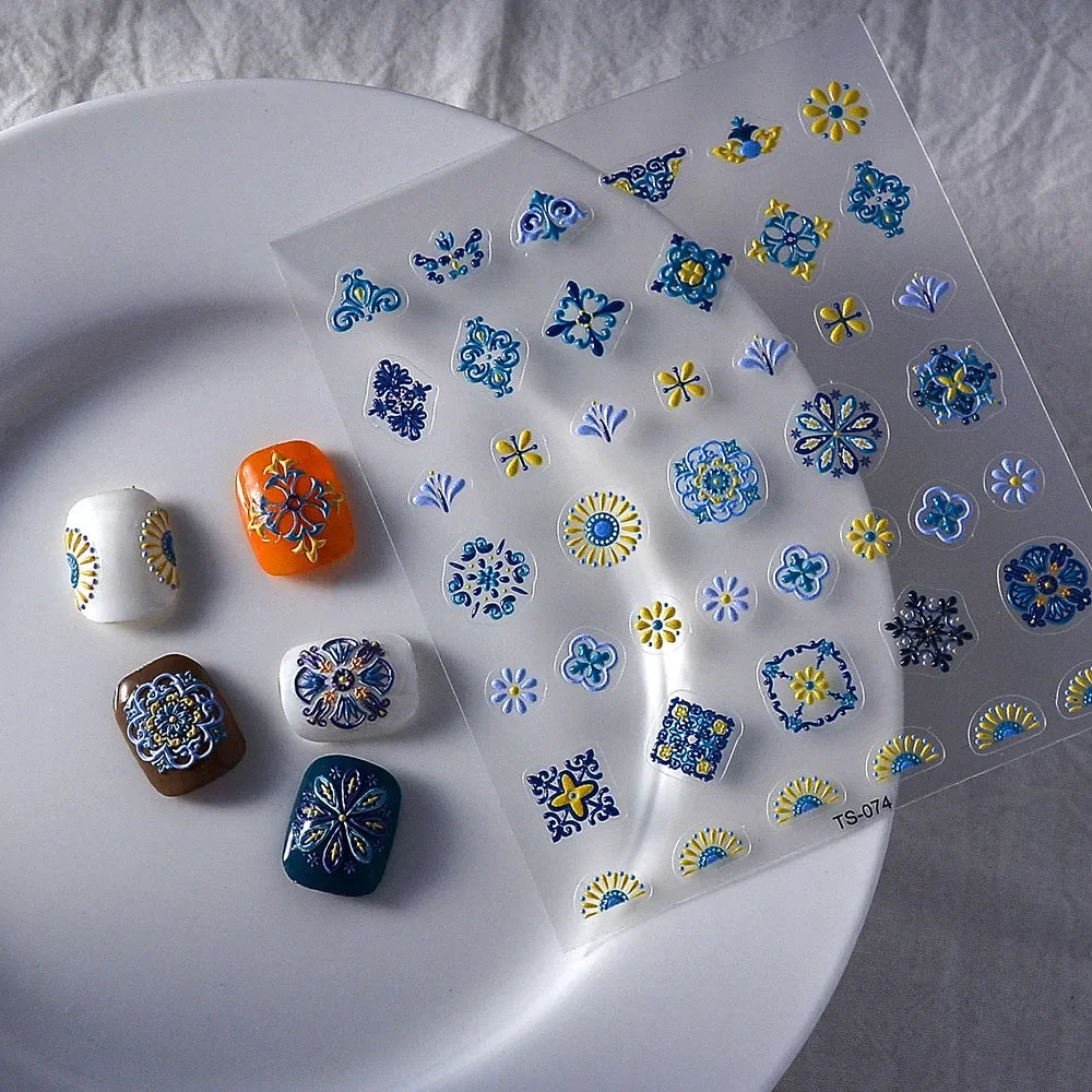 1PC 5D Bohemia Nail Sticker Decal Abstract Design