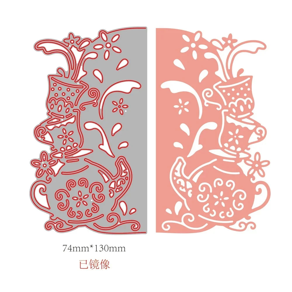 1-2pcs Daisy and Cherry Blossom Edge Border Metal Cutting Dies Stencils