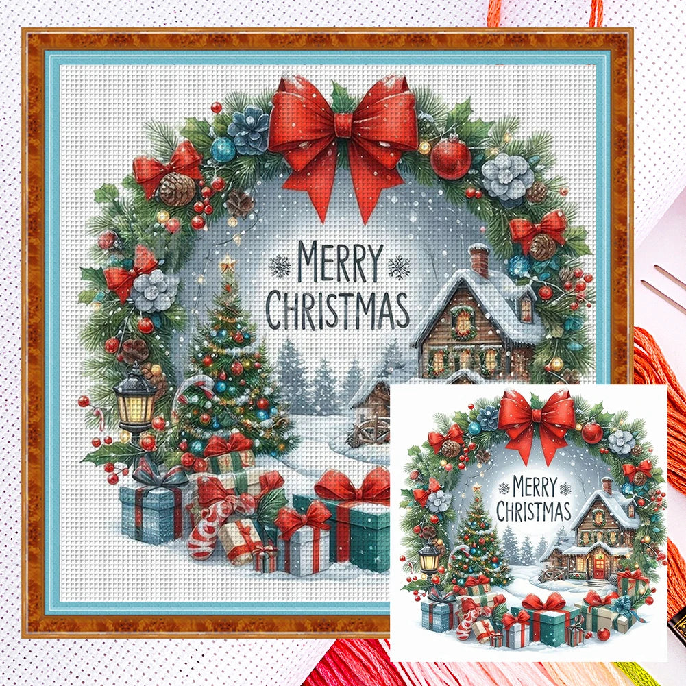 Full Embroidery Eco-cotton Thread 14CT Counted Christmas House