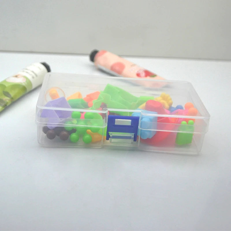 5 transparent plastic storage boxes