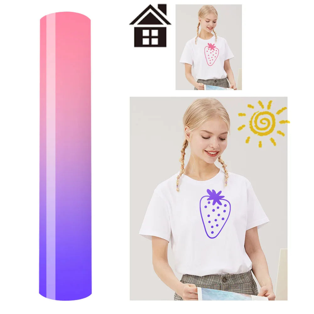 Sunlight-Sensing HTV Iron on Vinyl Pattern DIY T-Shirt Hat For Cut or Silhouette Cameo