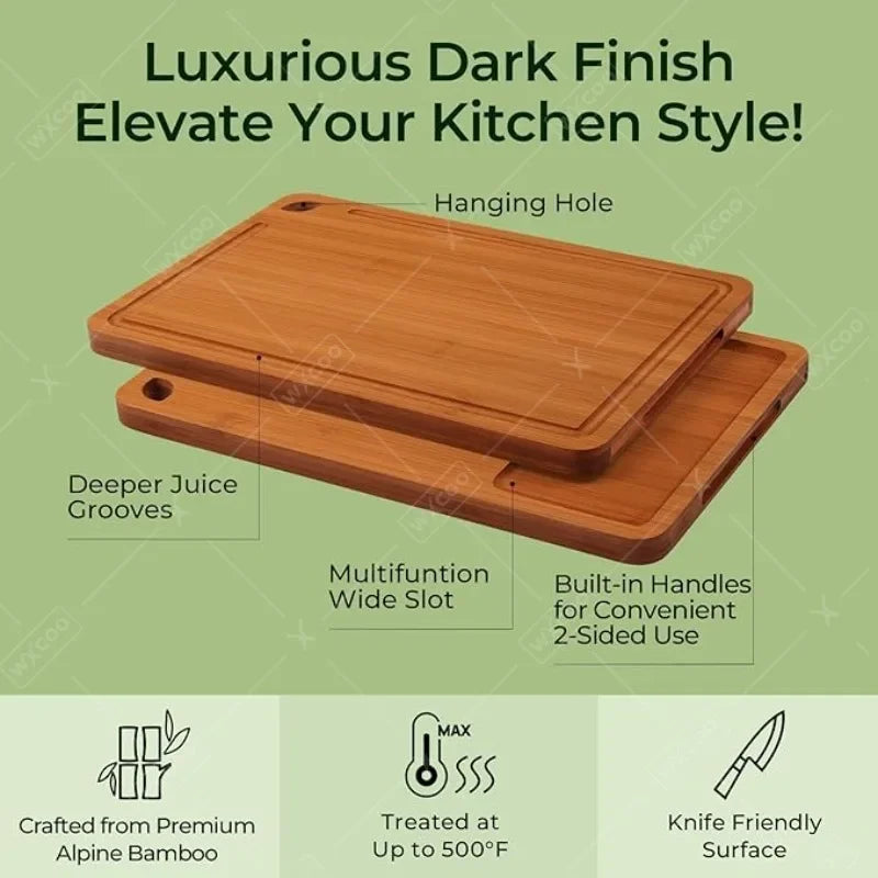 3PCS Bamboo Cutting Board Solid Wood Non-slip