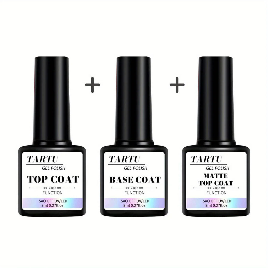 Functional Gel Nail Art Set with Base Coat and Diamond Top Coat,