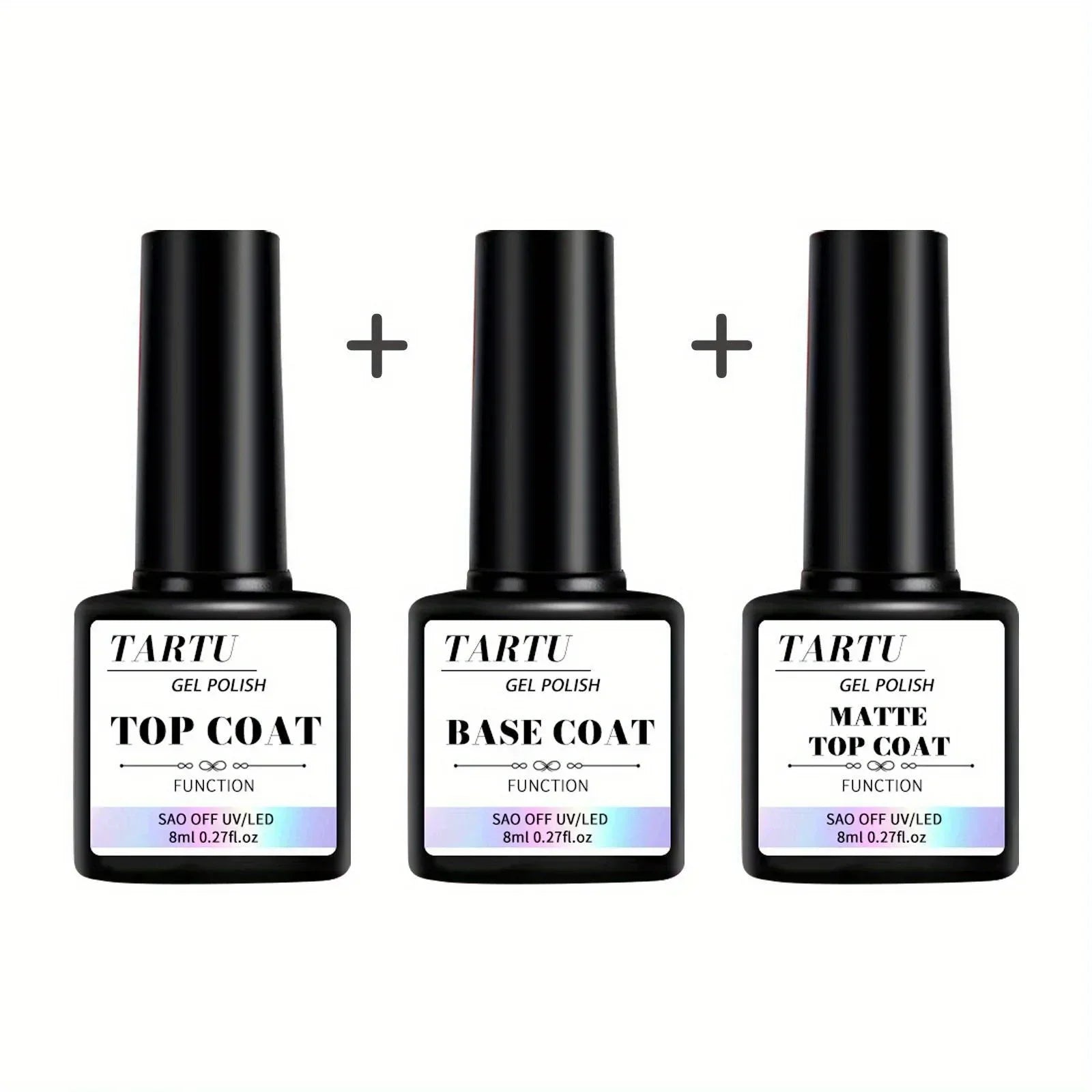 Functional Gel Nail Art Set with Base Coat and Diamond Top Coat,