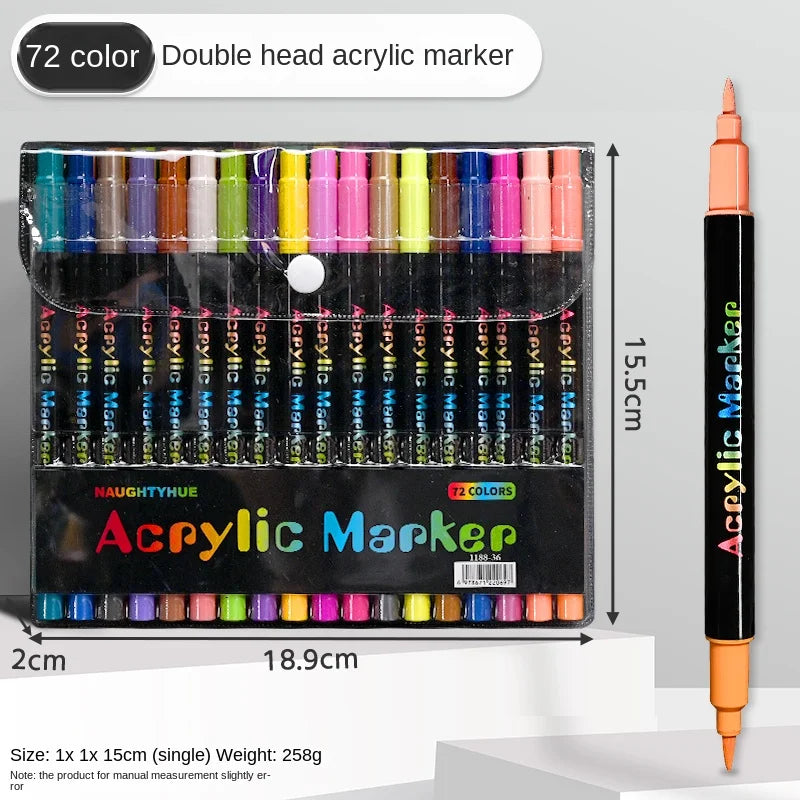 Professional Art Color Acrylic Paint Markers, Dual-Tip Fine and Brush Tip Pens,