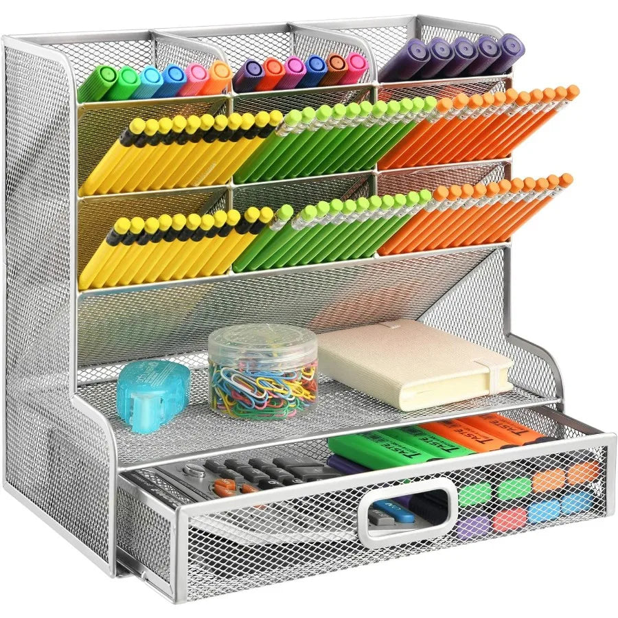 Larger Mesh Desk Organizer silver frame