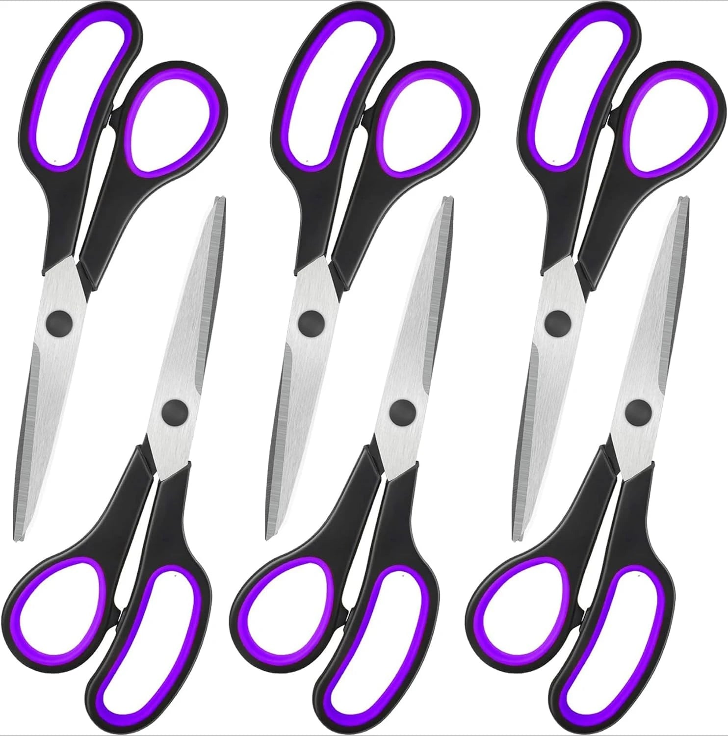 8" Scissors All Purpose 6 Pack - Comfort-Grip Sharp Scissors