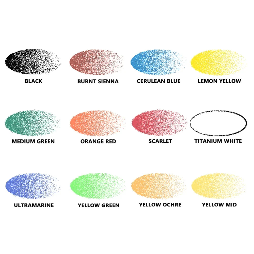 Acrylic Paint Set of 12 Colors 30ml Bottles Water Based Waterproof Ready to Airbrush for Model, Shoes, Wood,Fabric,Leather