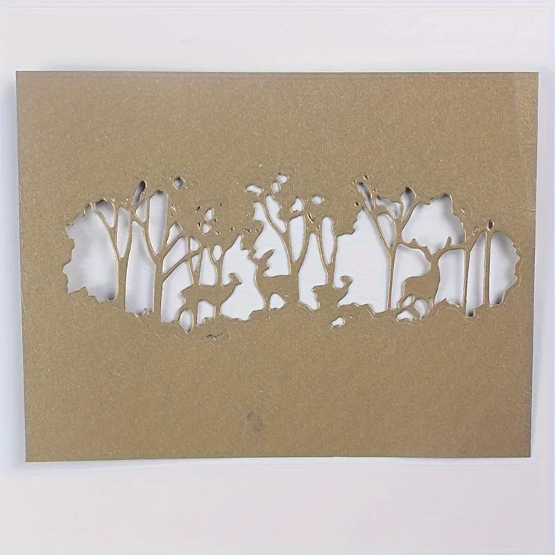 1Pc DIY Forest Deer Herd Leaf Grass Shape Metal Cutting Dies Embossing Stencil