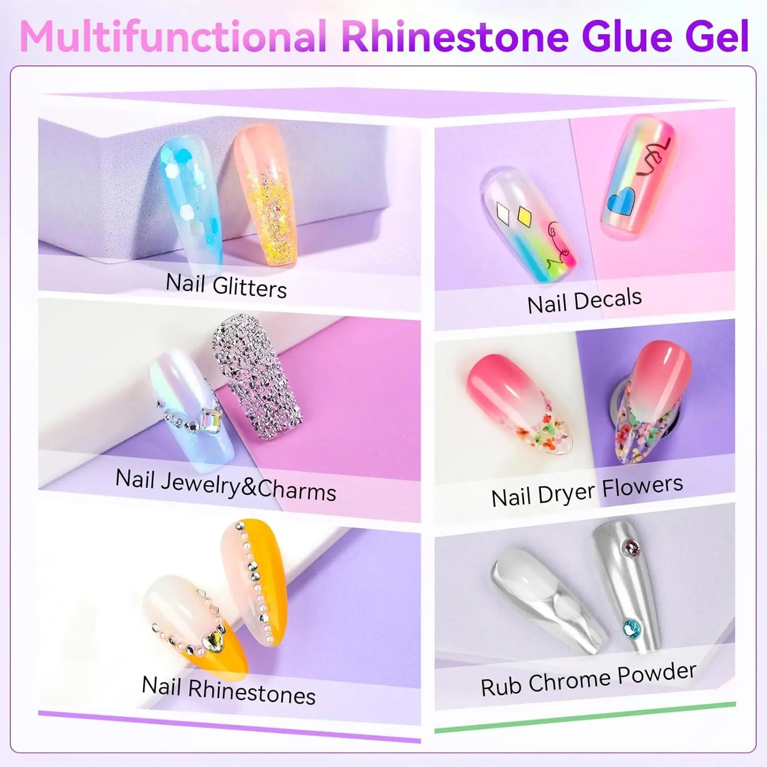 Makartt Nail Rhinestone Glue Gel,with Brush Pen Tip Super Strong Adhesive